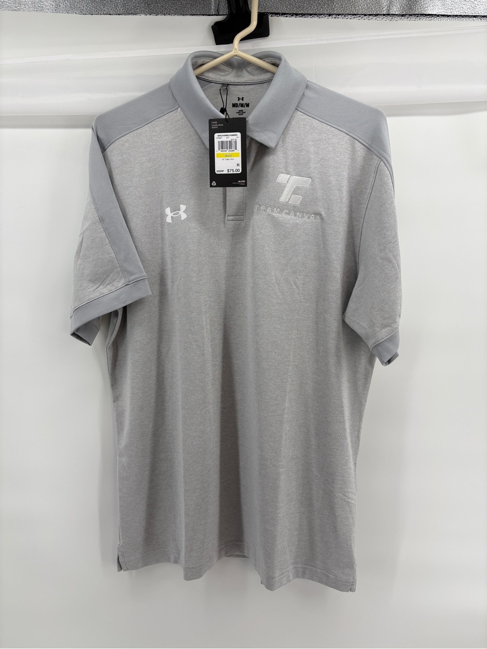 Under Armour Team Canvas Polo Shirt Men’s Medium Gray Golf Athletic NWT $75